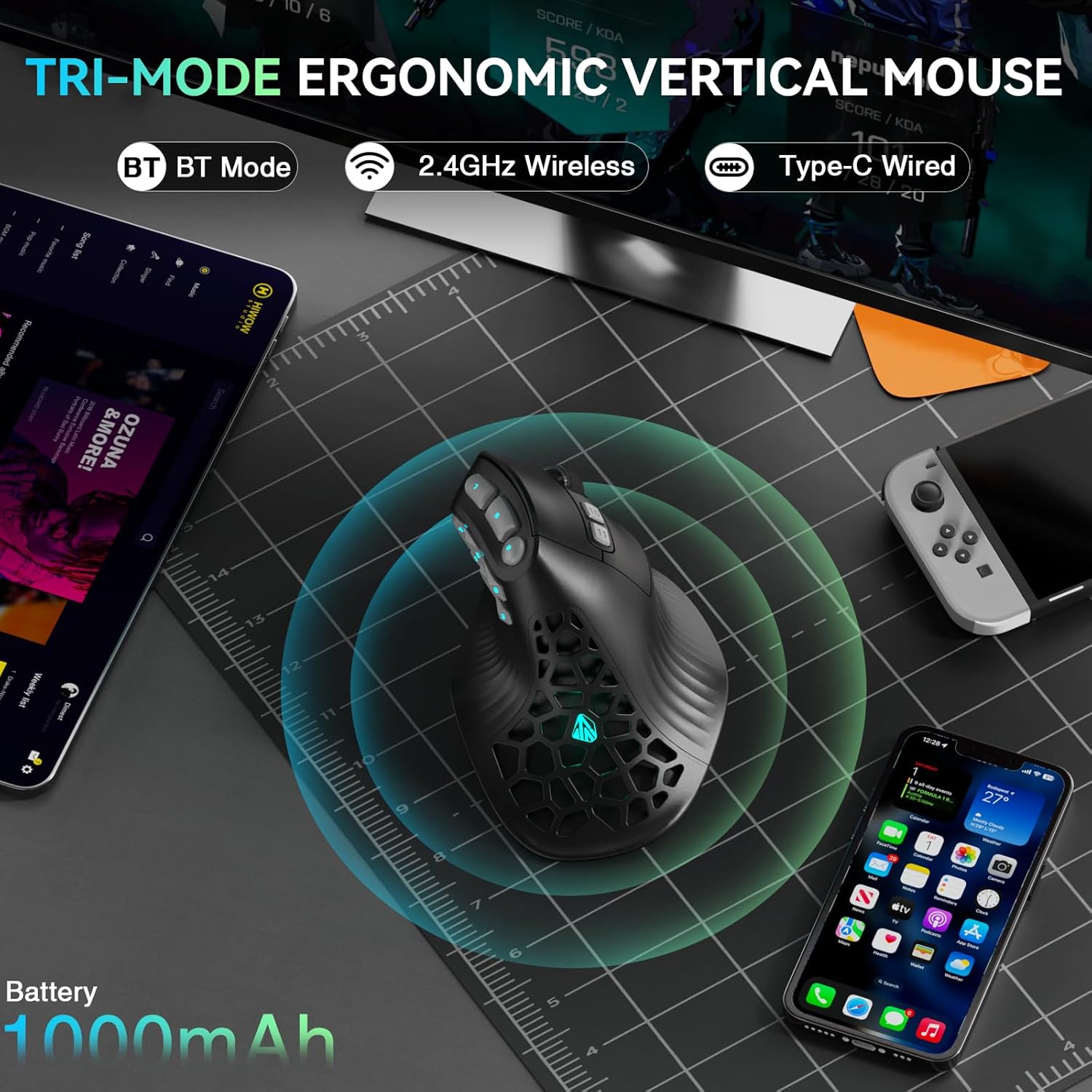 SOLAKAKA E9 PRO Vertical MMO Gaming Mouse