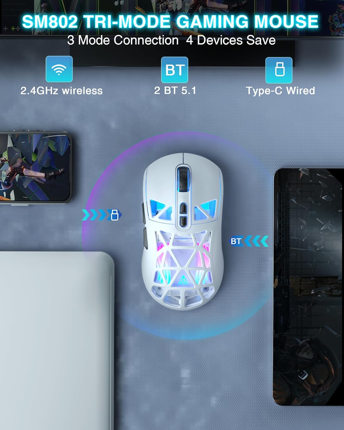 SOLAKAKA SM802 Wireless Gaming Mouse